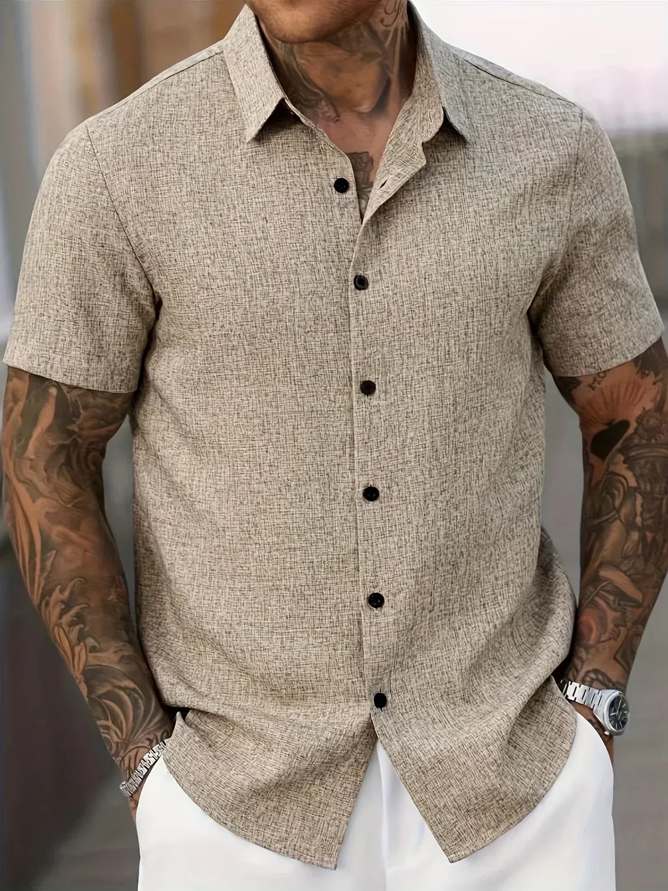 Polyester Blend Shirt – Button Front & Breathable Fit