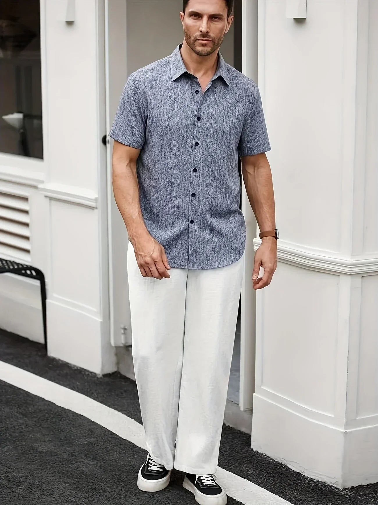 Polyester Blend Shirt – Button Front & Breathable Fit