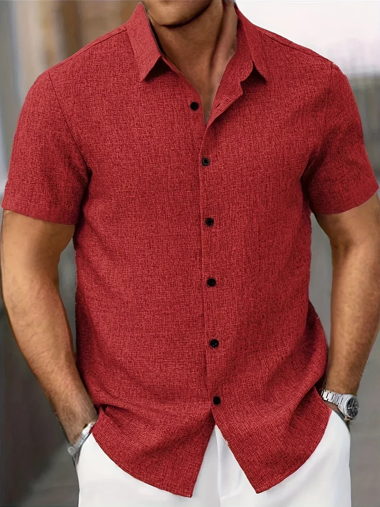 Polyester Blend Shirt – Button Front & Breathable Fit