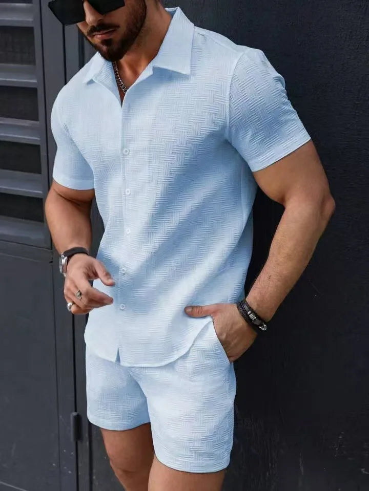 Polyester Blend Shirt Set - Short Sleeve & Breathable Ease