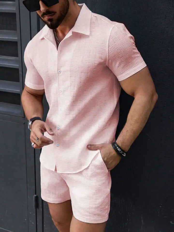 Polyester Blend Shirt Set - Short Sleeve & Breathable Ease