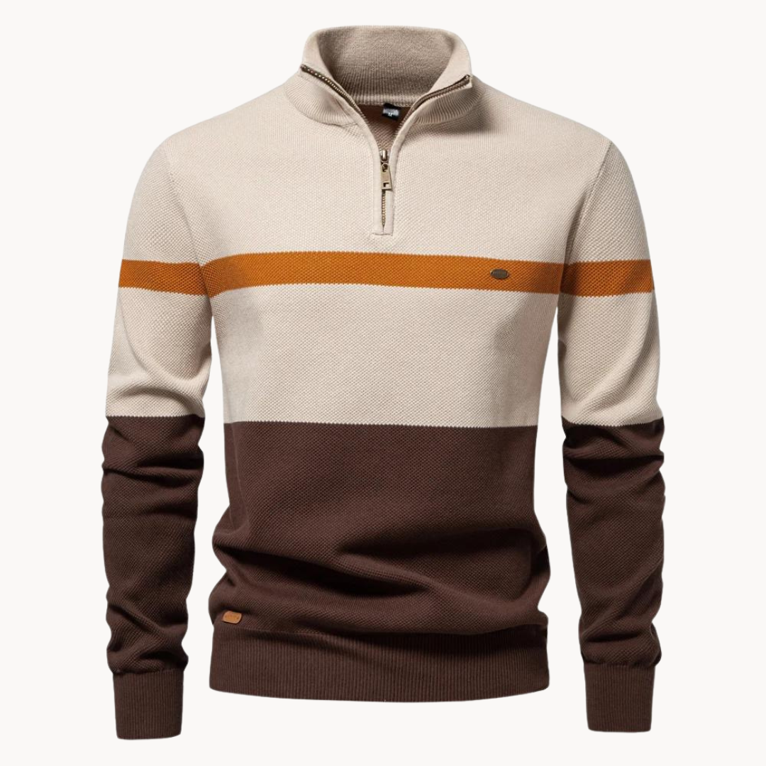 Polyester Blend Sweater – Quarter Zip Neck & Retains Shape