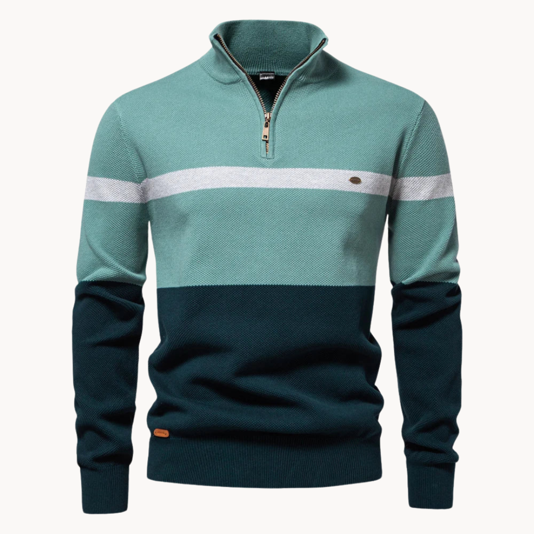 Polyester Blend Sweater – Quarter Zip Neck & Retains Shape