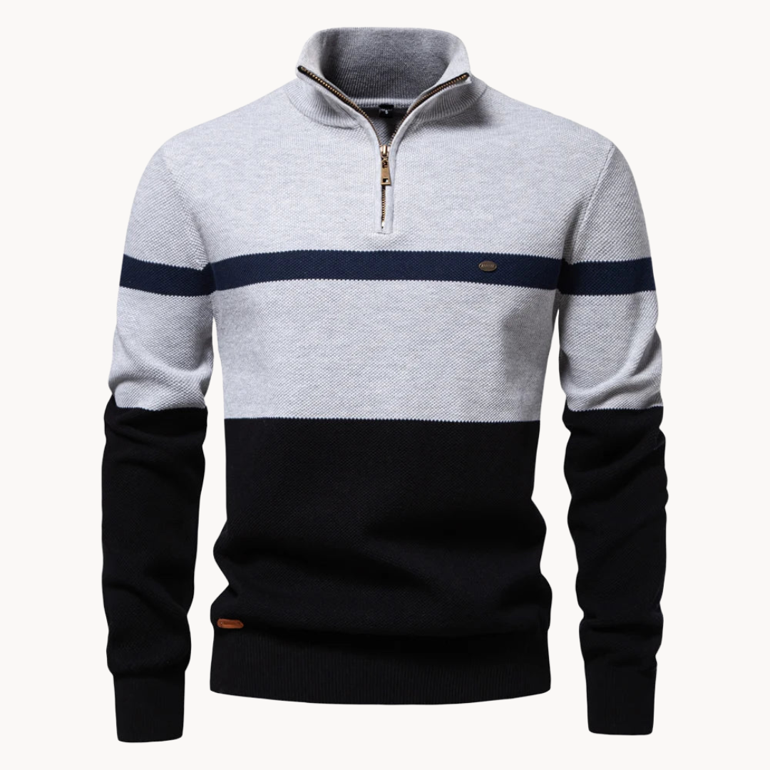 Polyester Blend Sweater – Quarter Zip Neck & Retains Shape