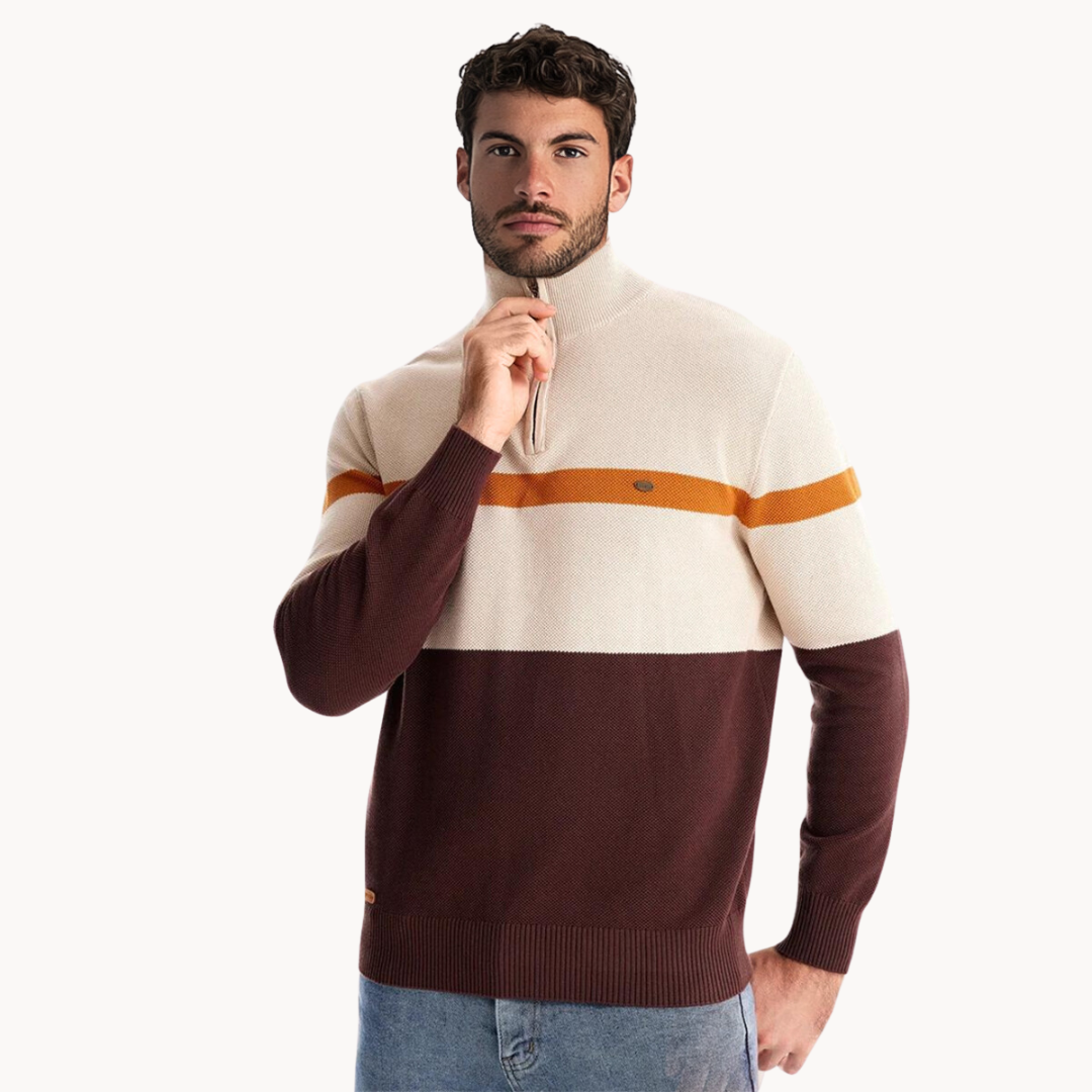 Polyester Blend Sweater – Quarter Zip Neck & Retains Shape