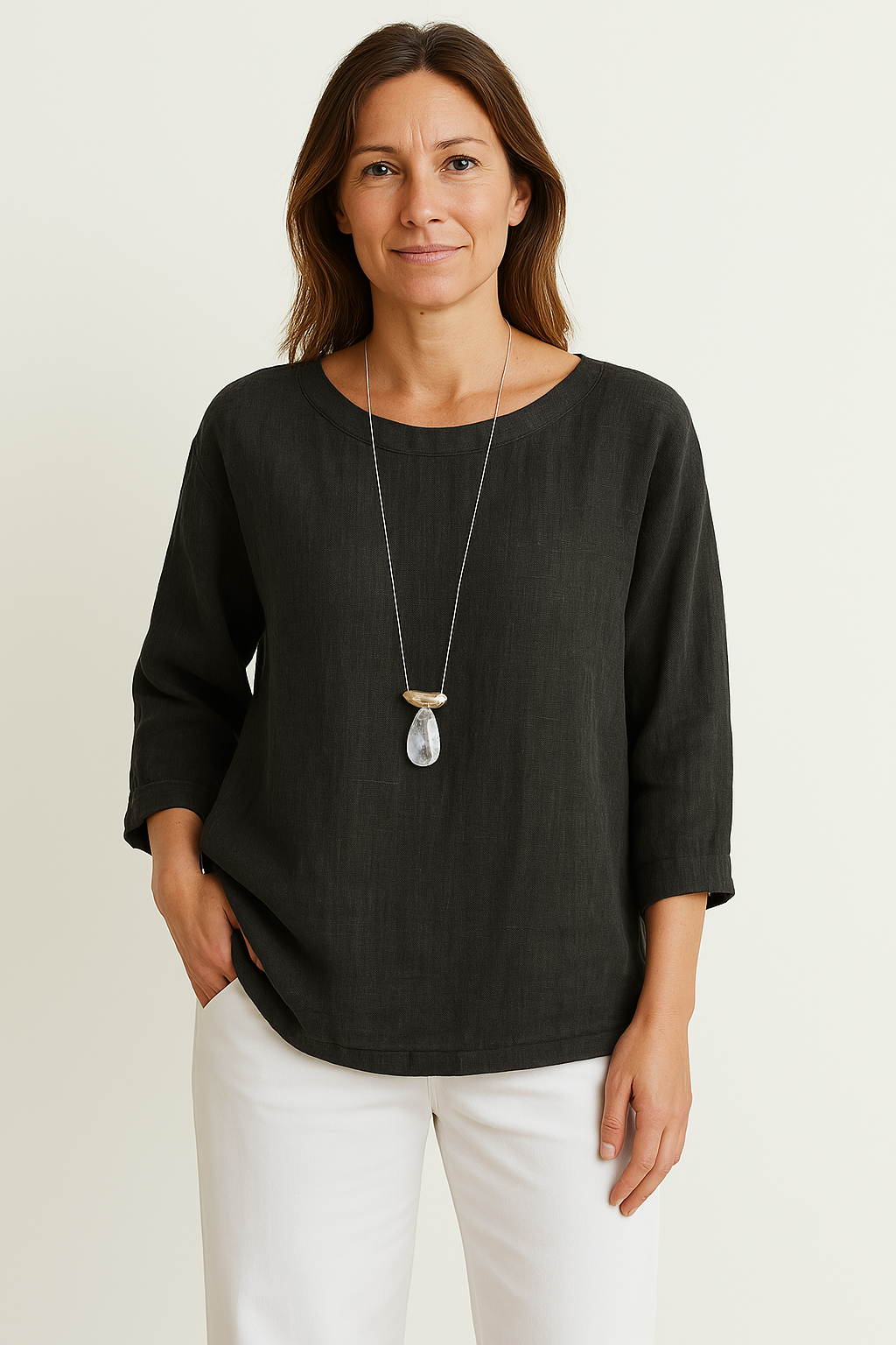 Polyester Blend Top - Round Neck And Breathable Easy Fit