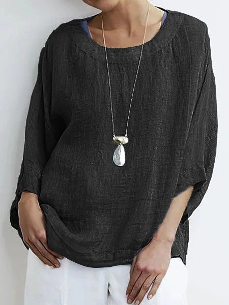 Polyester Blend Top - Round Neck And Breathable Easy Fit