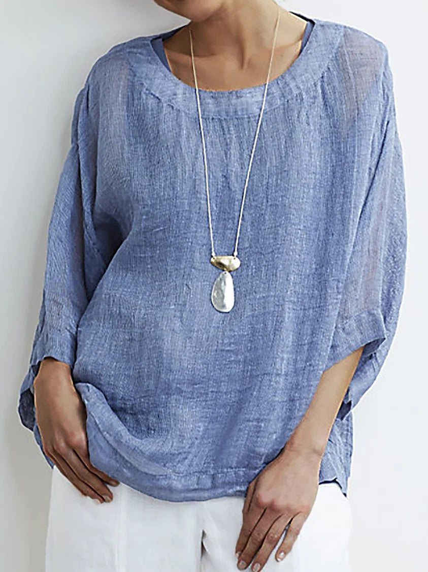 Polyester Blend Top - Round Neck And Breathable Easy Fit