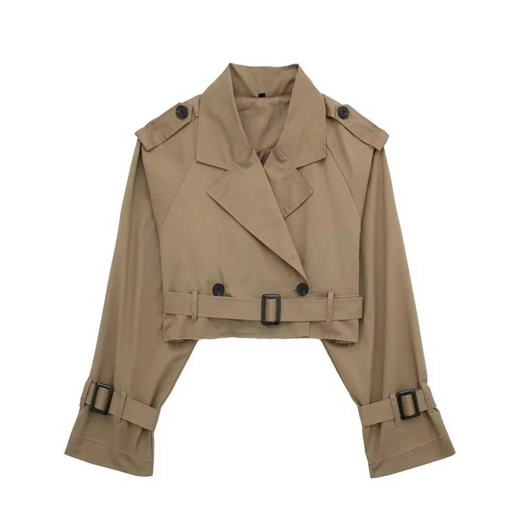 Polyester Blend Trench Coat - Short Cut & Easy Movement