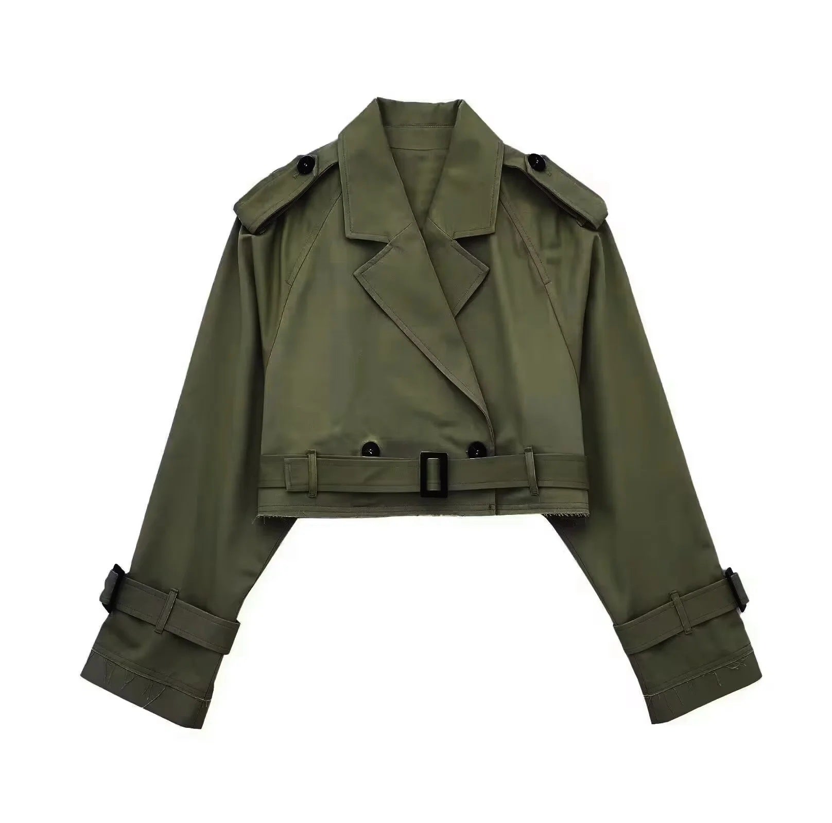Polyester Blend Trench Coat - Short Cut & Easy Movement