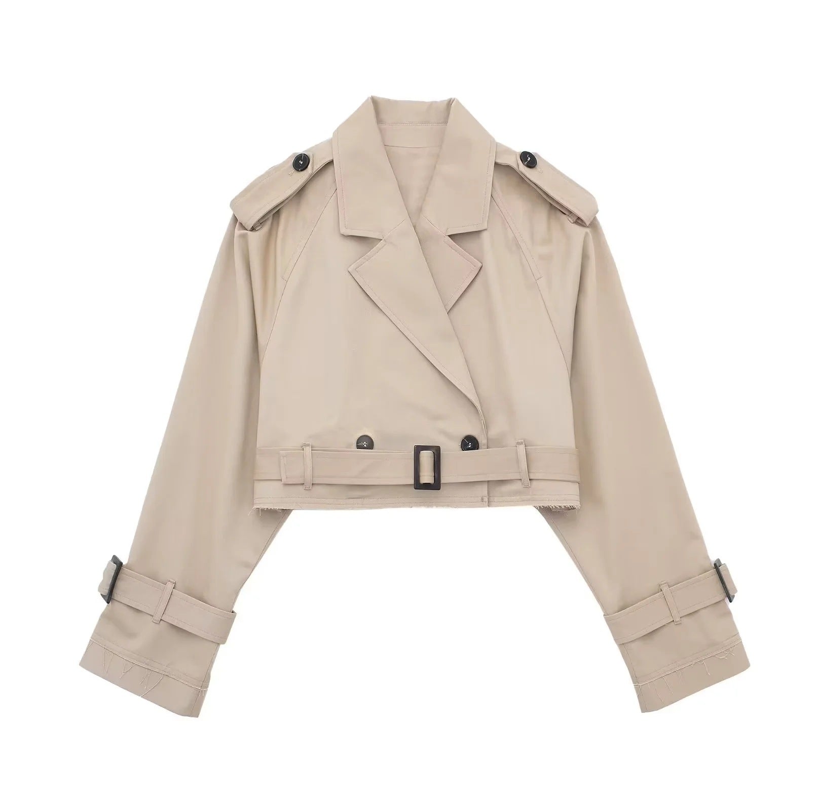 Polyester Blend Trench Coat - Short Cut & Easy Movement