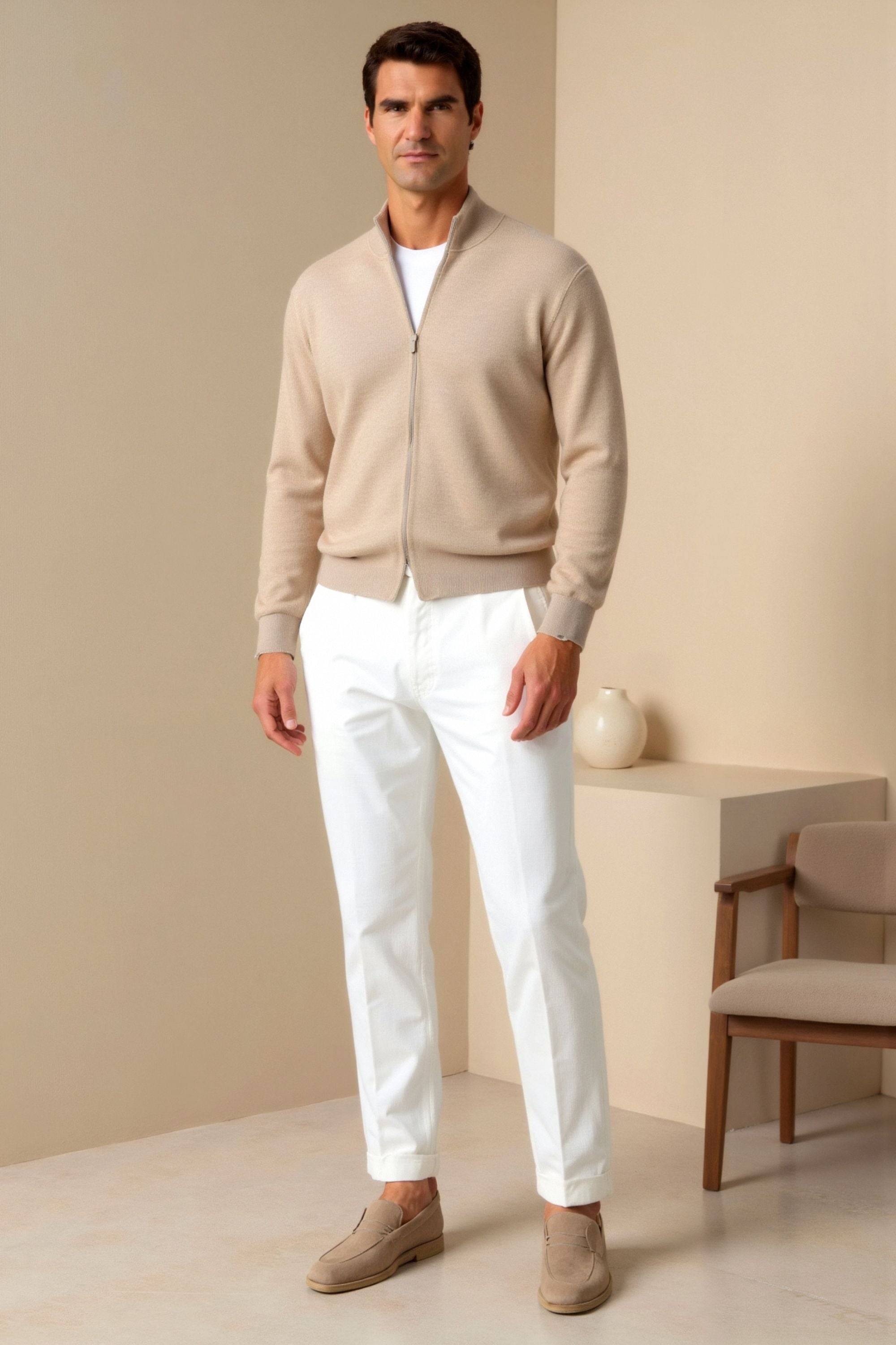 Polyester Blend Trousers - Slim Ankle & Functional Pockets