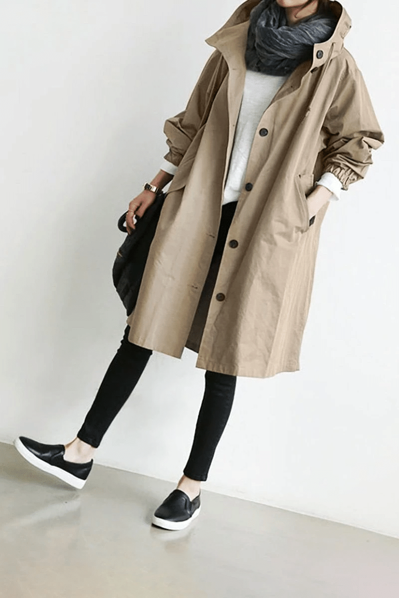 Polyester Blend Wind Jacket – Button Front & Wind Block
