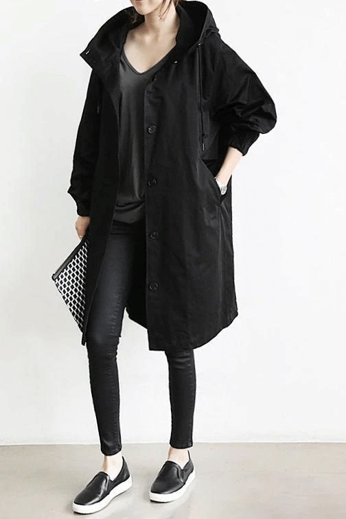 Polyester Blend Wind Jacket – Button Front & Wind Block