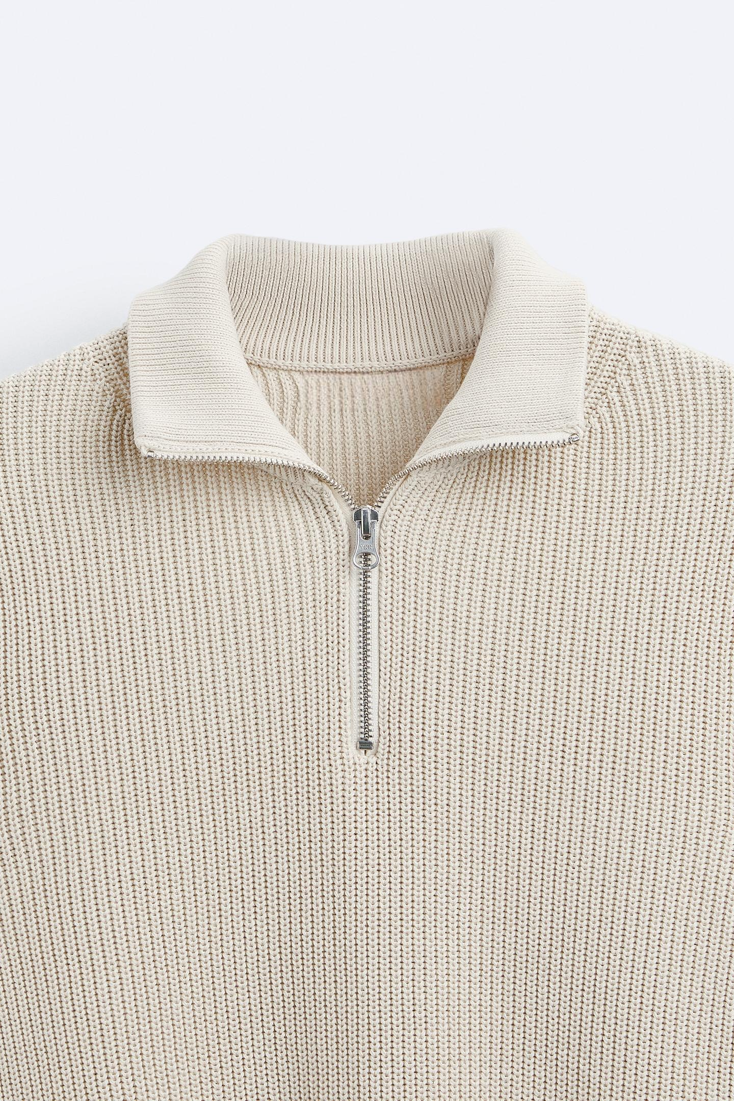 Quarter Zip Sweater - Knit-Blend High Collar & Flex Shape