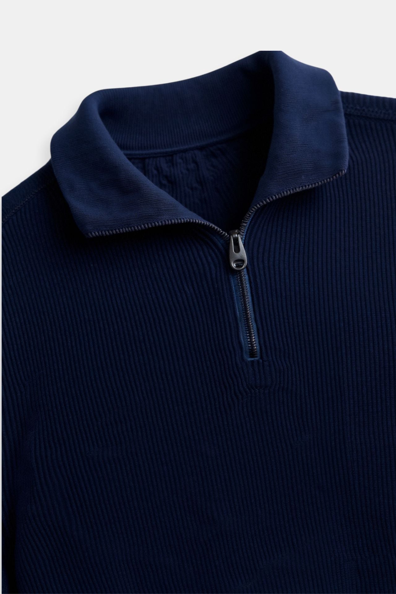 Quarter Zip Sweater - Knit-Blend High Collar & Flex Shape