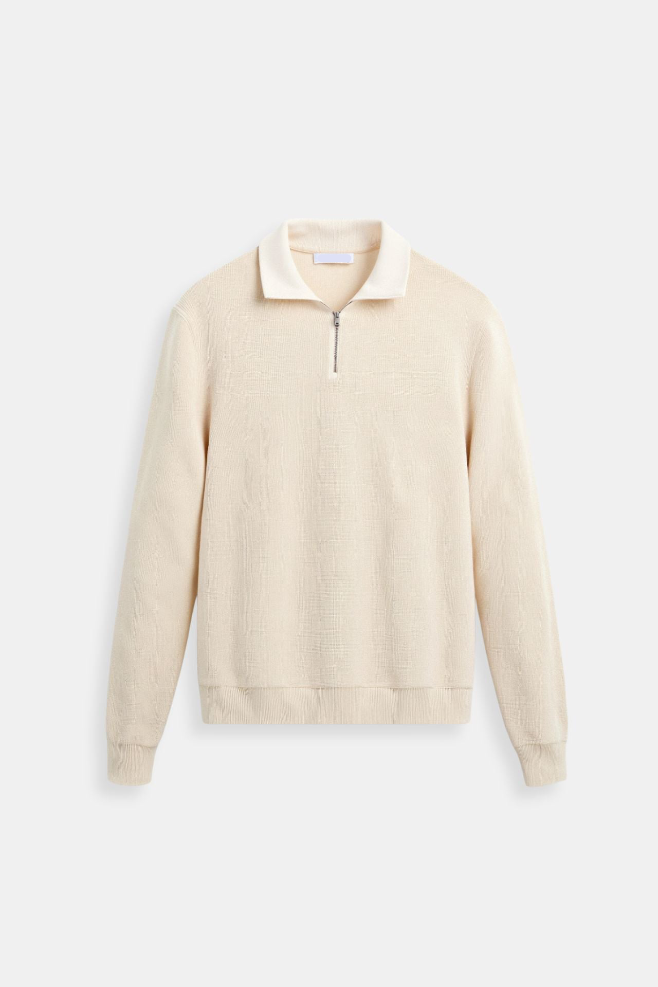 Quarter Zip Sweater - Knit-Blend High Collar & Flex Shape