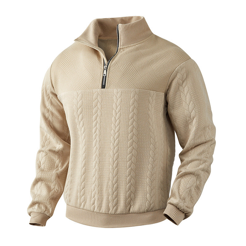 Quarter Zip Sweater - Knit Blend Zipper Neck And Air Flow
