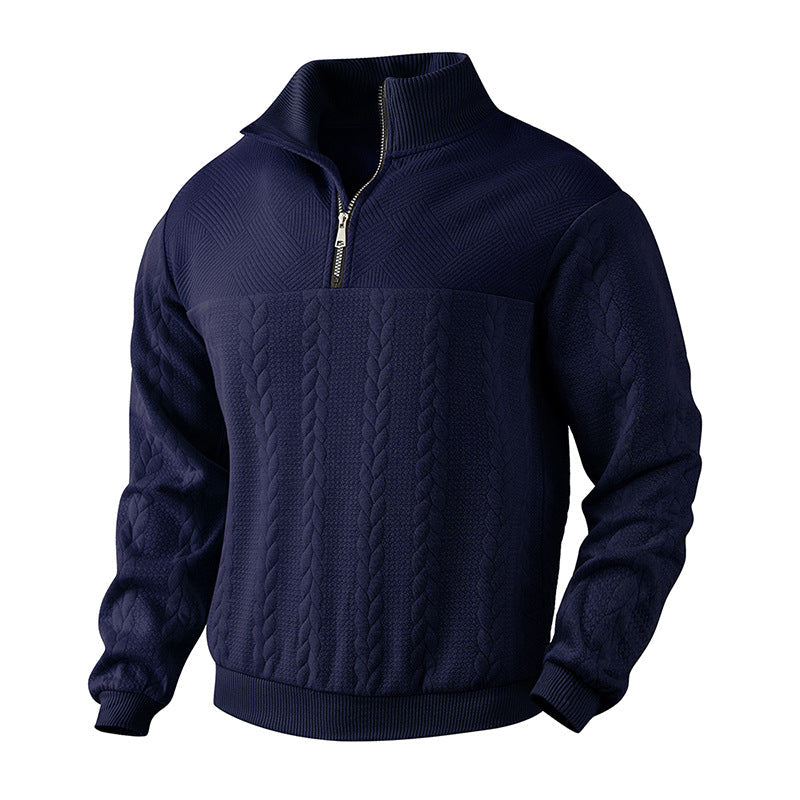 Quarter Zip Sweater - Knit Blend Zipper Neck And Air Flow