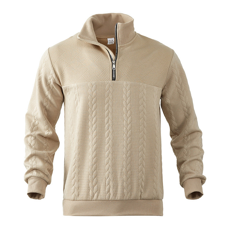 Quarter Zip Sweater - Knit Blend Zipper Neck And Air Flow