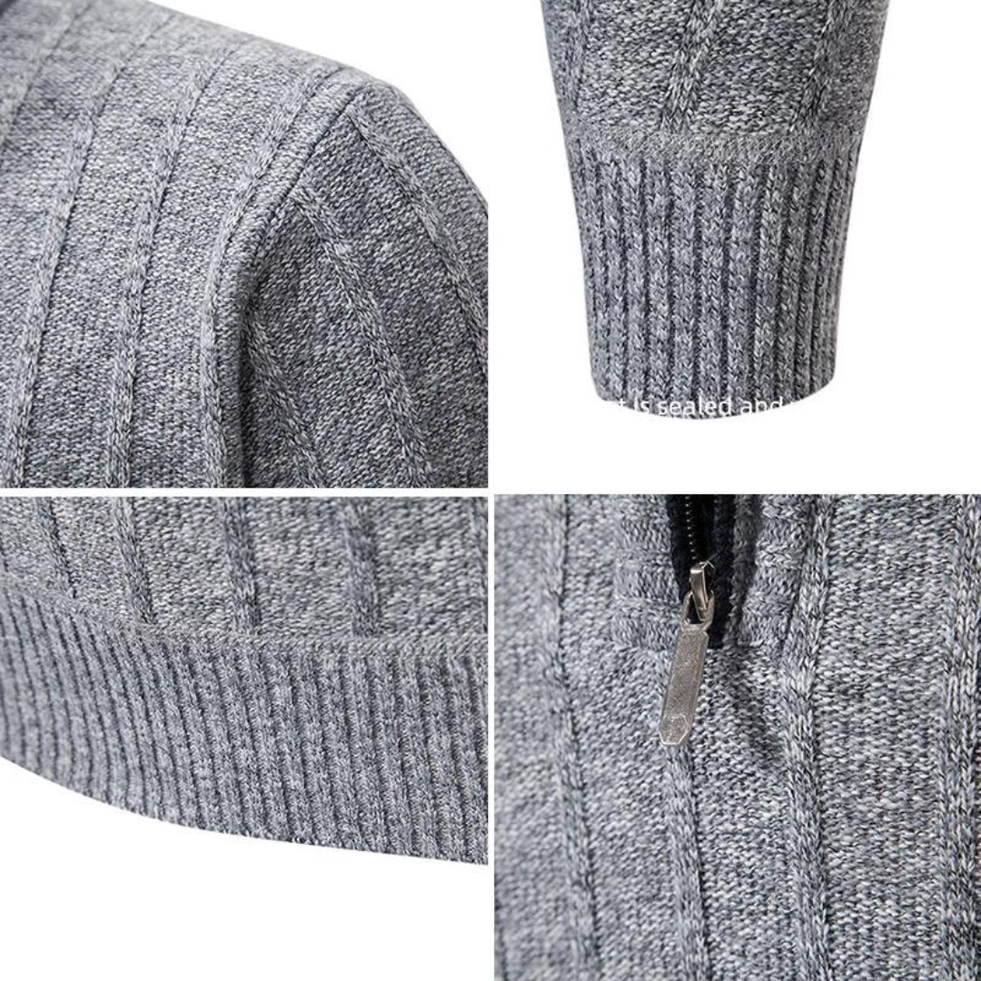 Quarter Zip Sweater – Performance Blend and Ribbed Edges