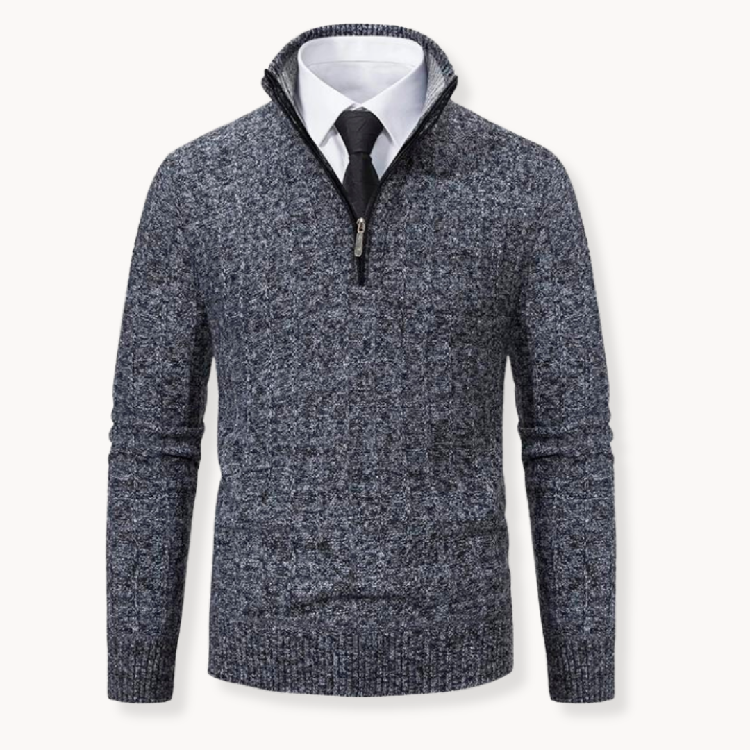 Quarter Zip Sweater – Performance Blend and Ribbed Edges