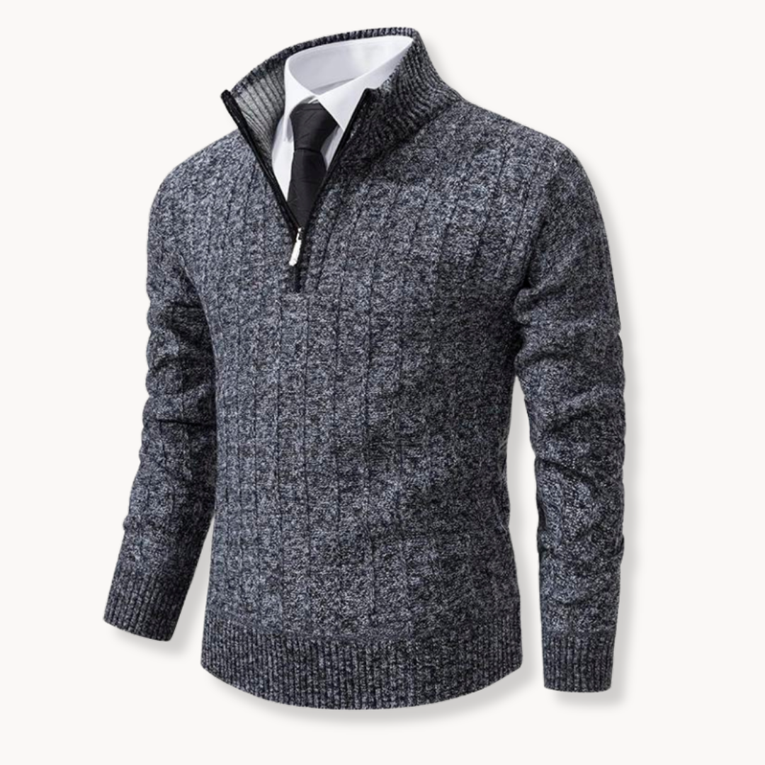 Quarter Zip Sweater – Performance Blend and Ribbed Edges