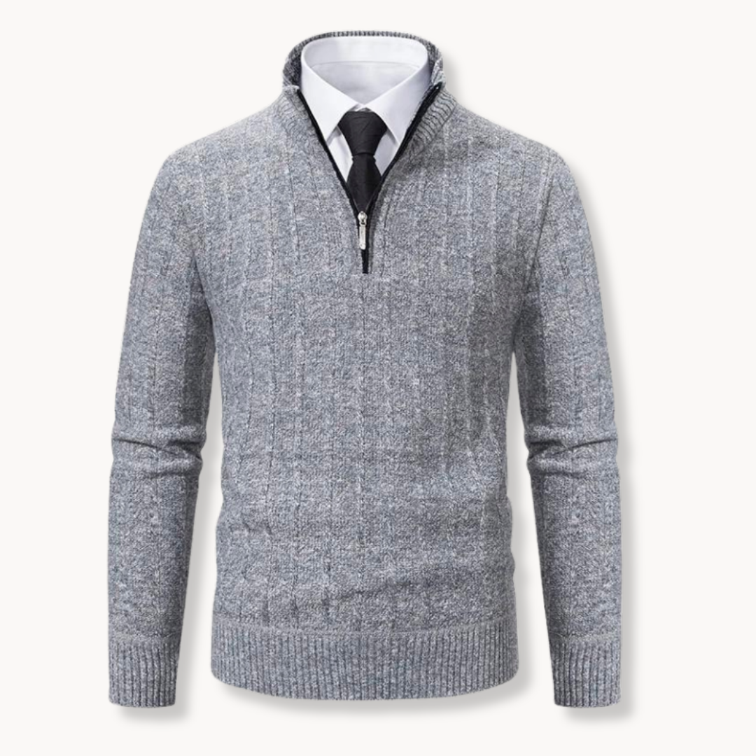 Quarter Zip Sweater – Performance Blend and Ribbed Edges