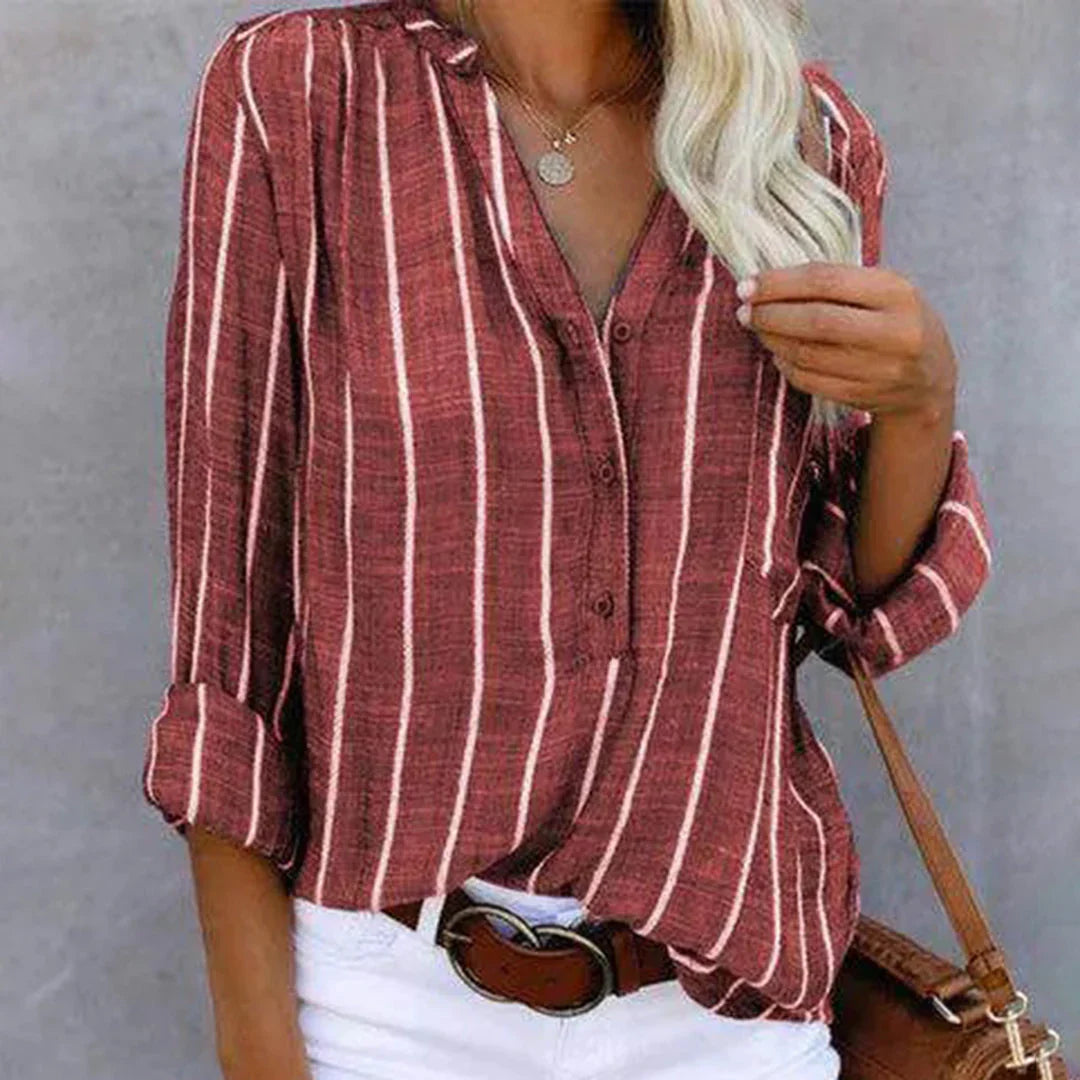 Women's Striped Button-Down Blouse - Summer Tops for Women 2