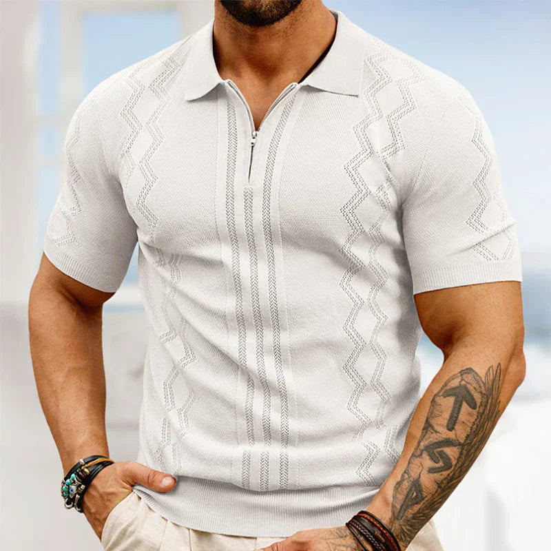 Men's Cotton Polo Shirt with Zipper-1