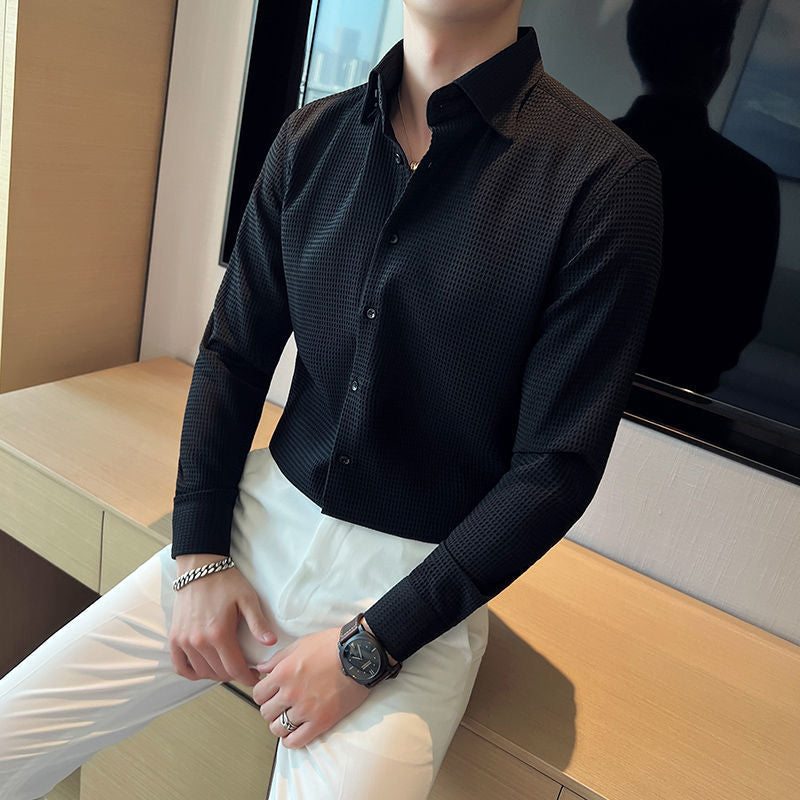 Men's Structured Button-Up Shirt Cotton