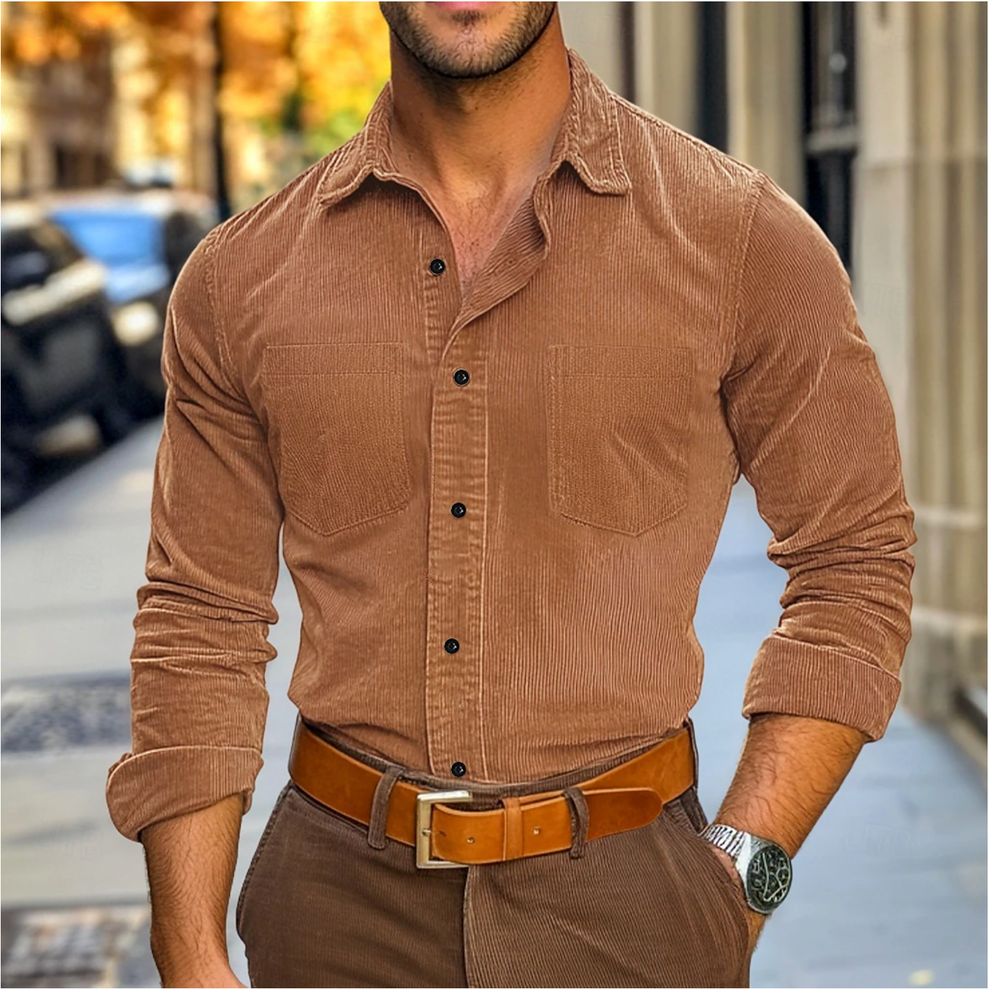 Variant image for Men's Rib Velvet Shirt-1