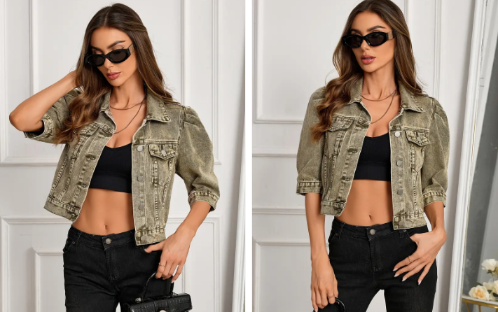 Women's Denim Jacket Short-2