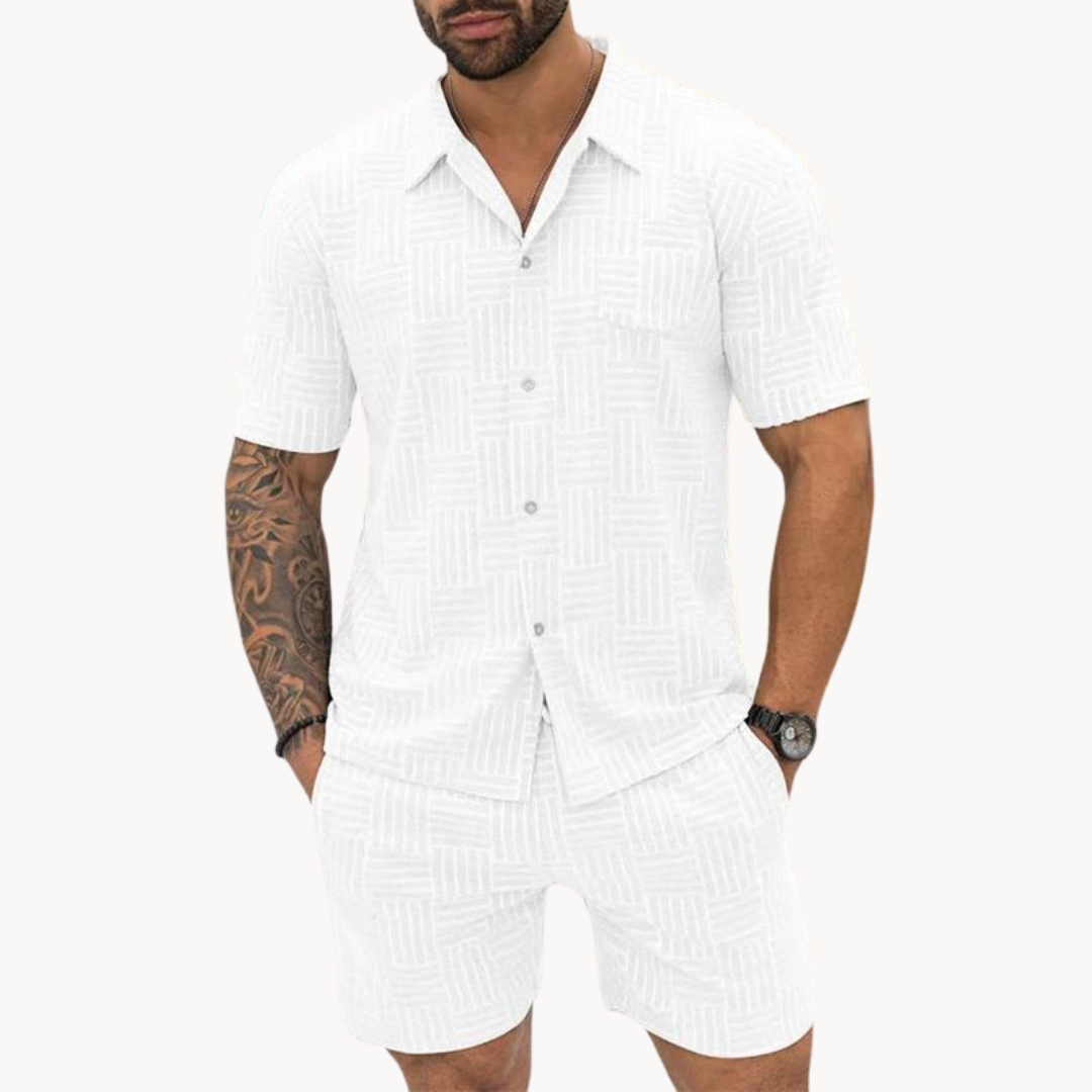 Shirt And Short Set – Knit Blend Retro Texture & Easy Move