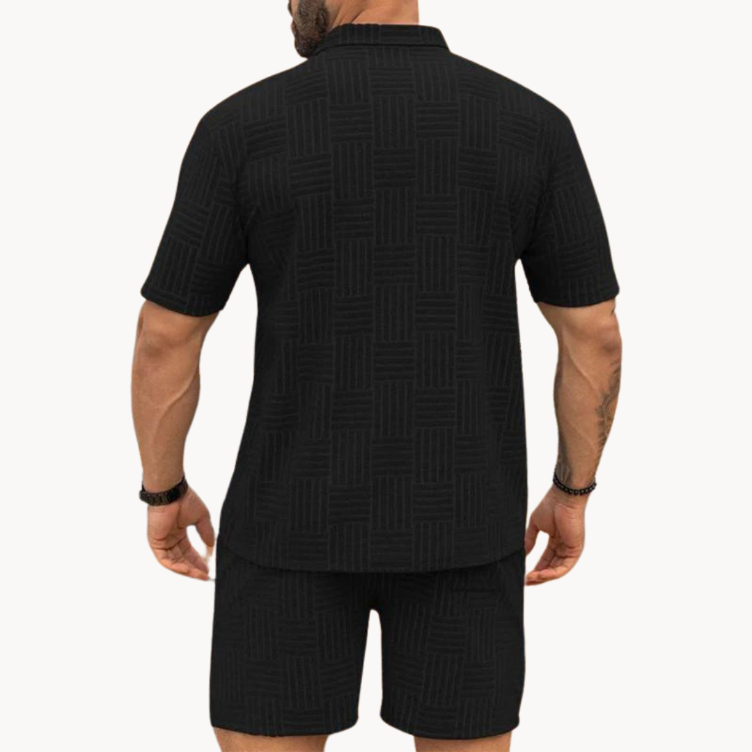 Shirt And Short Set – Knit Blend Retro Texture & Easy Move