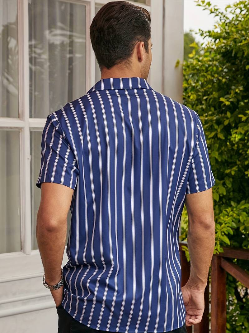 Shirt - Breathable Blend Vertical Stripe & Neat Shape