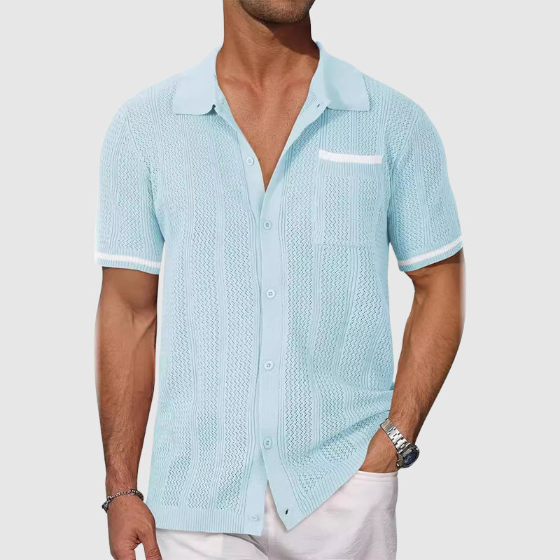 Shirt - Camp Collar And Contrast Piping And Breathable Fit
