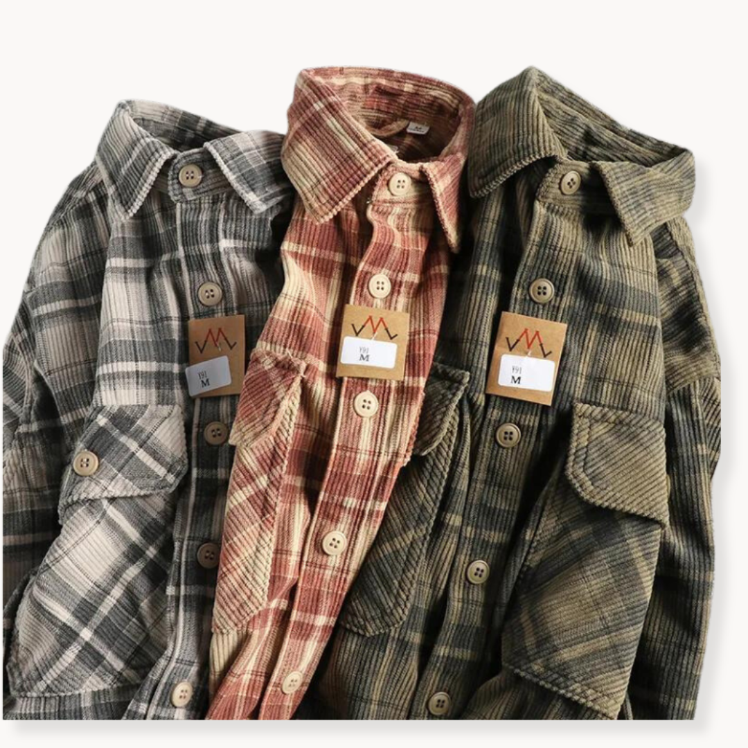Shirt - Corduroy Blend Button Front And Relaxed Shape