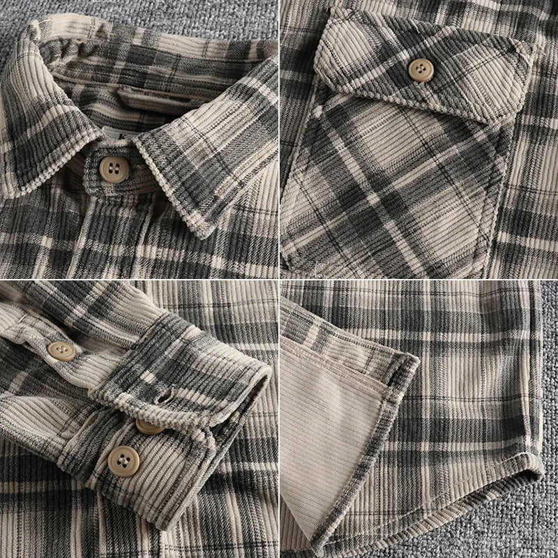 Shirt - Corduroy Blend Button Front And Relaxed Shape