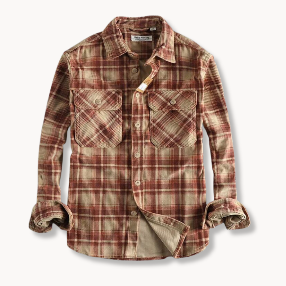 Shirt - Corduroy Blend Button Front And Relaxed Shape