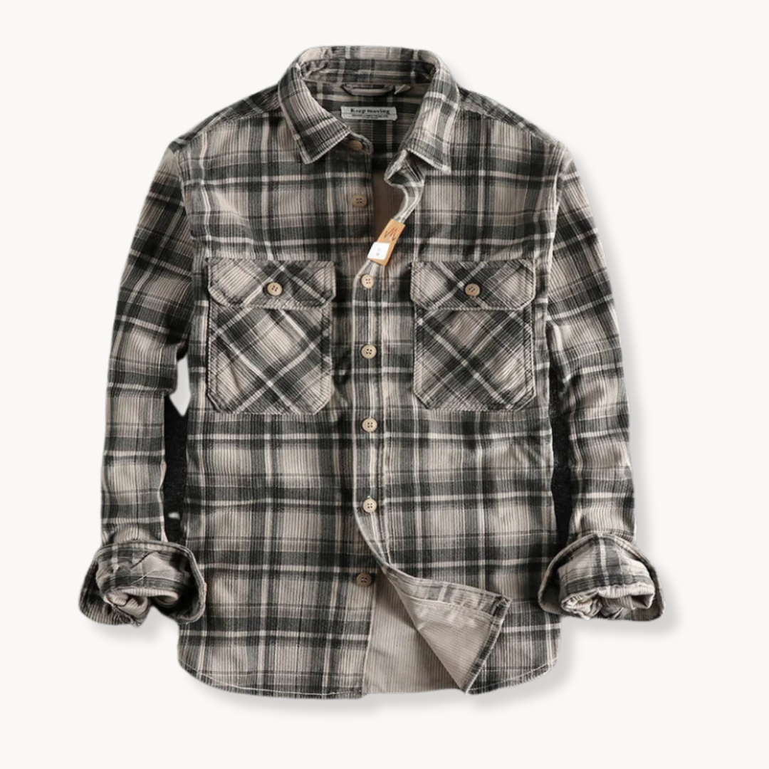 Shirt - Corduroy Blend Button Front And Relaxed Shape