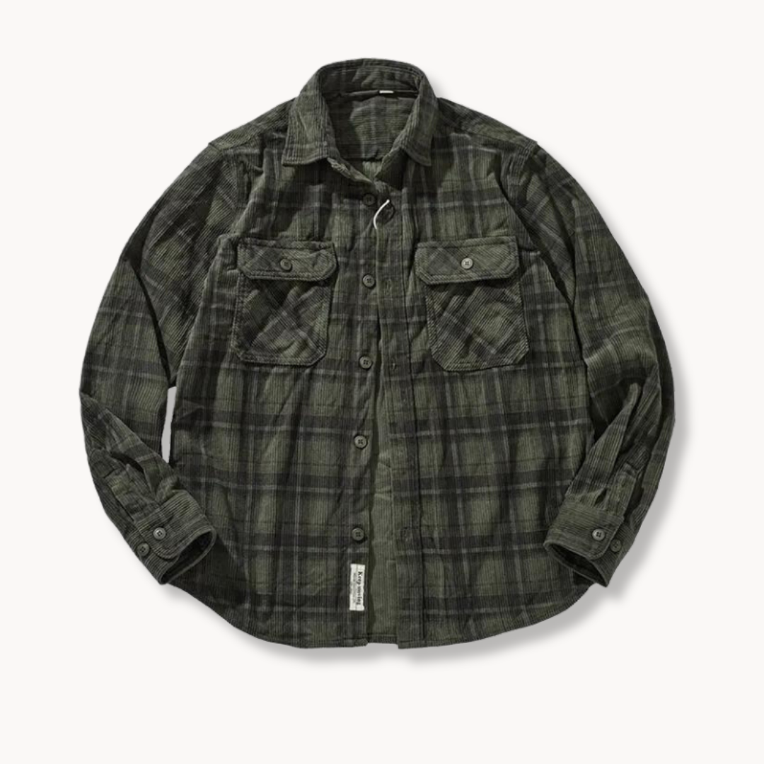Shirt - Corduroy Blend Button Front And Relaxed Shape