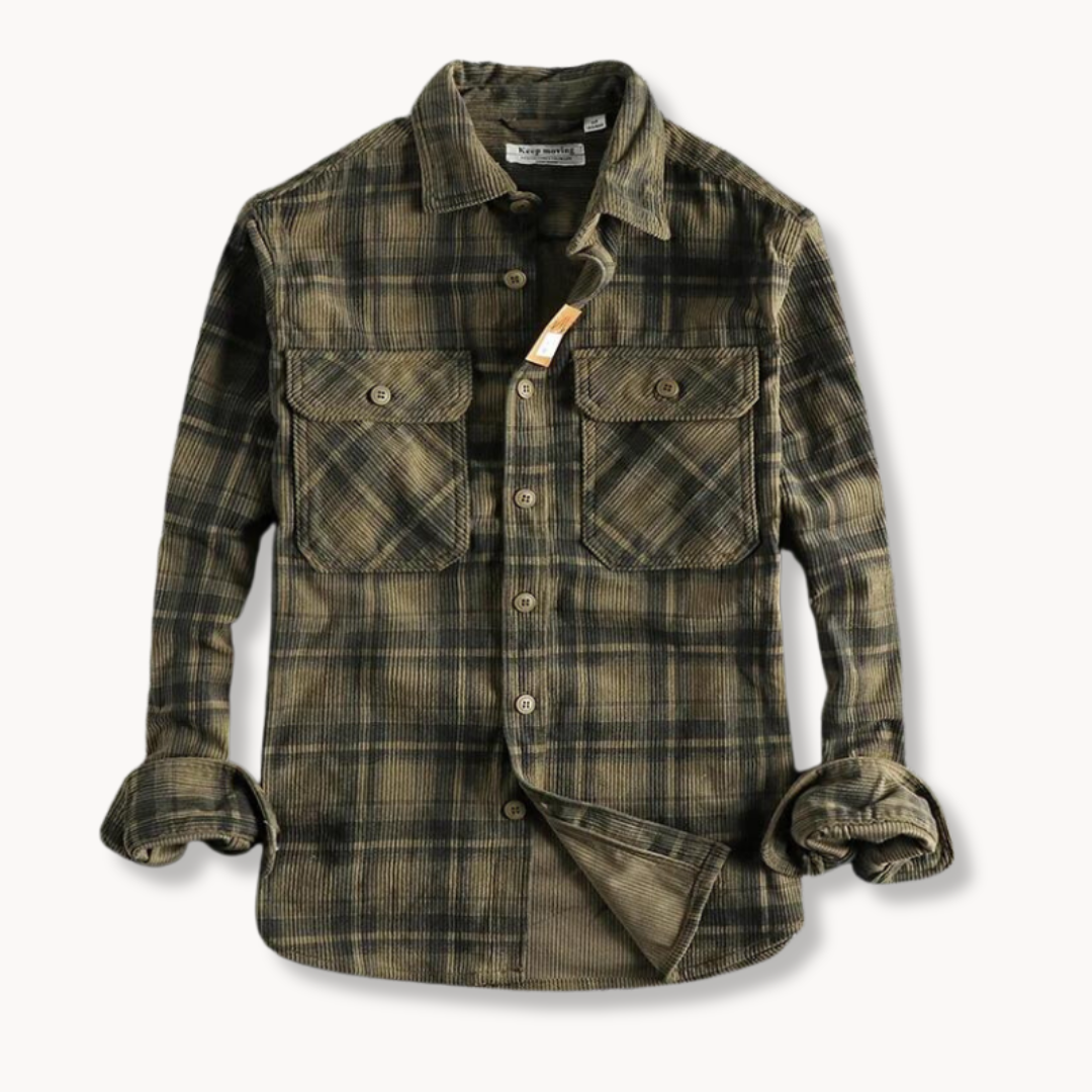 Shirt - Corduroy Blend Button Front And Relaxed Shape