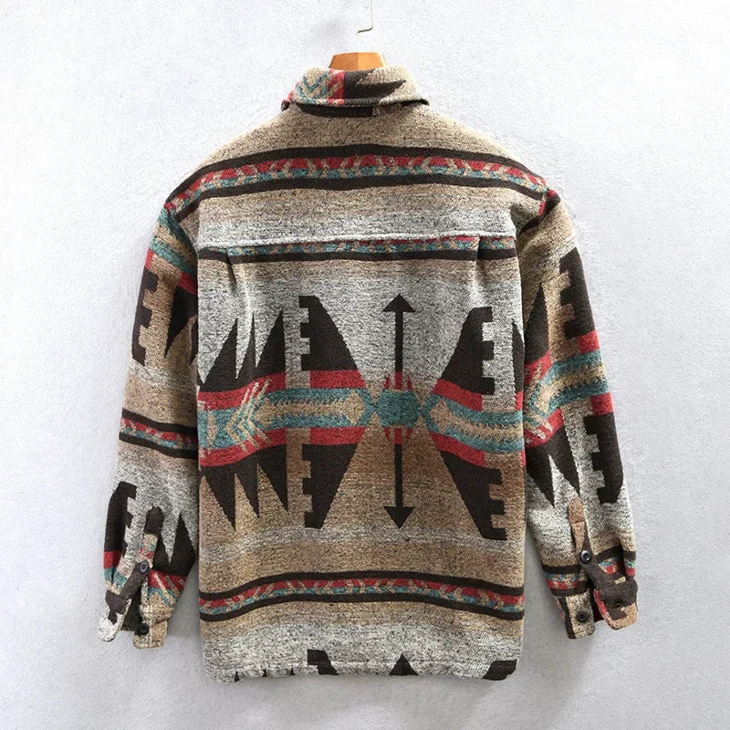 Shirt Jacket – Aztec Pattern Fabric Blend & Warm Shape