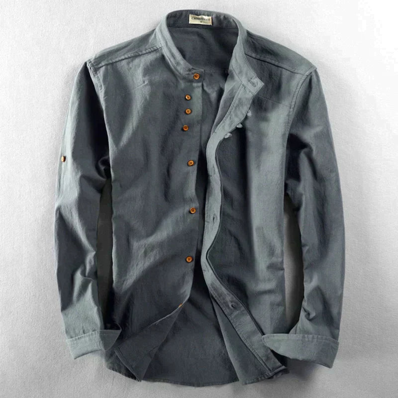 Shirt - Mandarin Collar And Button Front Moves With Body