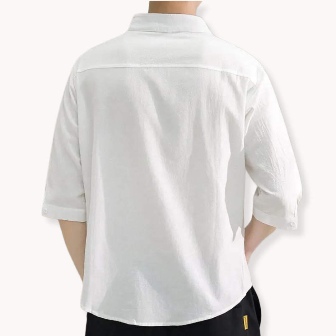 Shirt - Polyester Blend Mandarin Collar And Tidy Shape