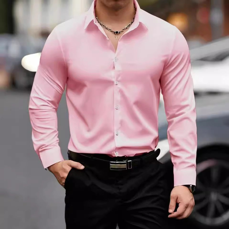 Shirt - Reversal Collar And Elastic Blend For Neat Neckline