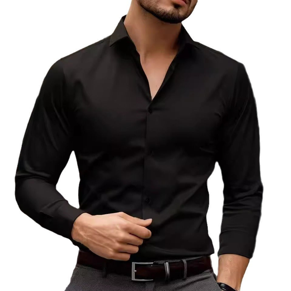 Shirt - Reversal Collar And Elastic Blend For Neat Neckline