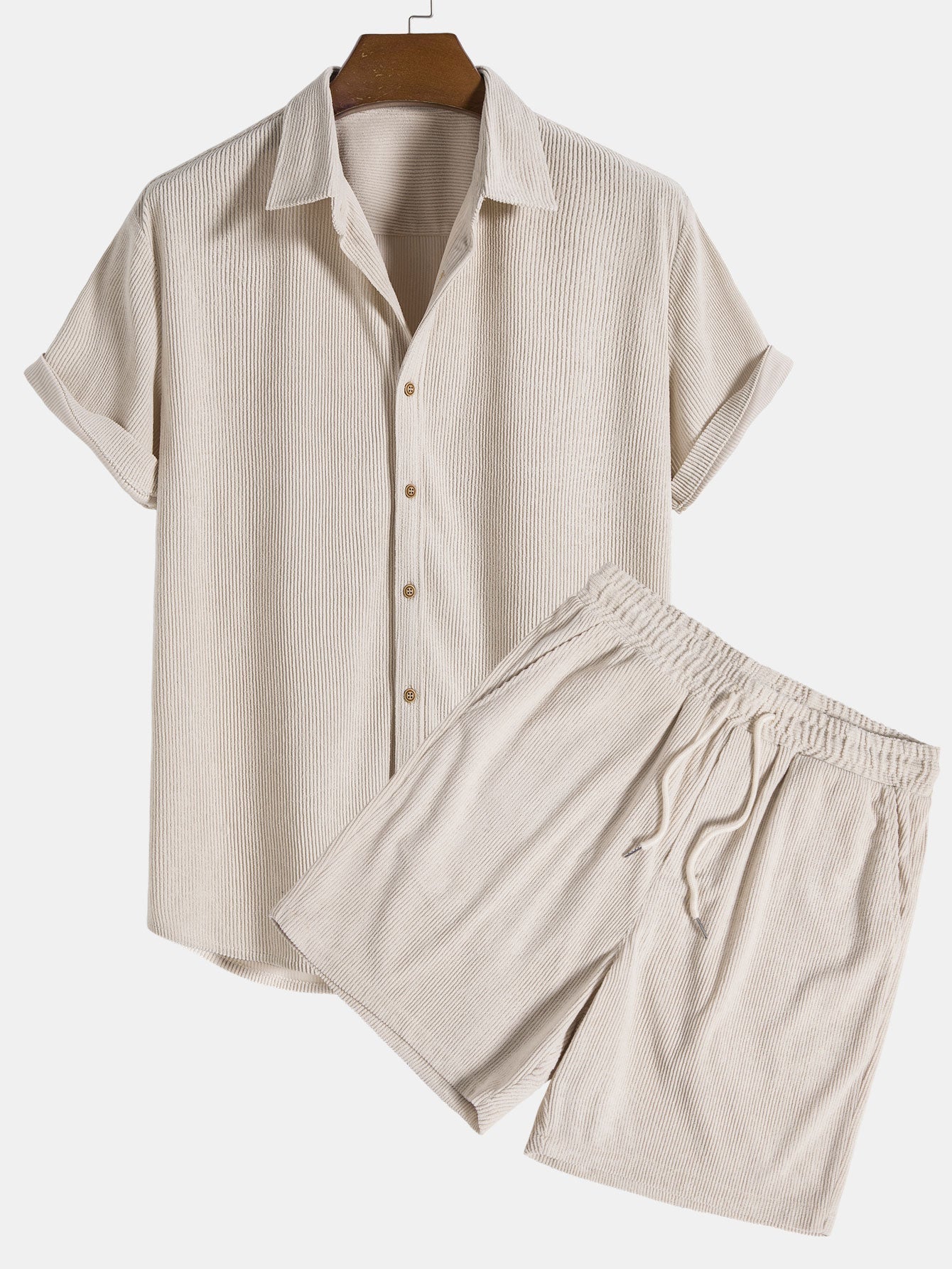 Shirt Set - Corduroy Blend Button Front & Soft Hand