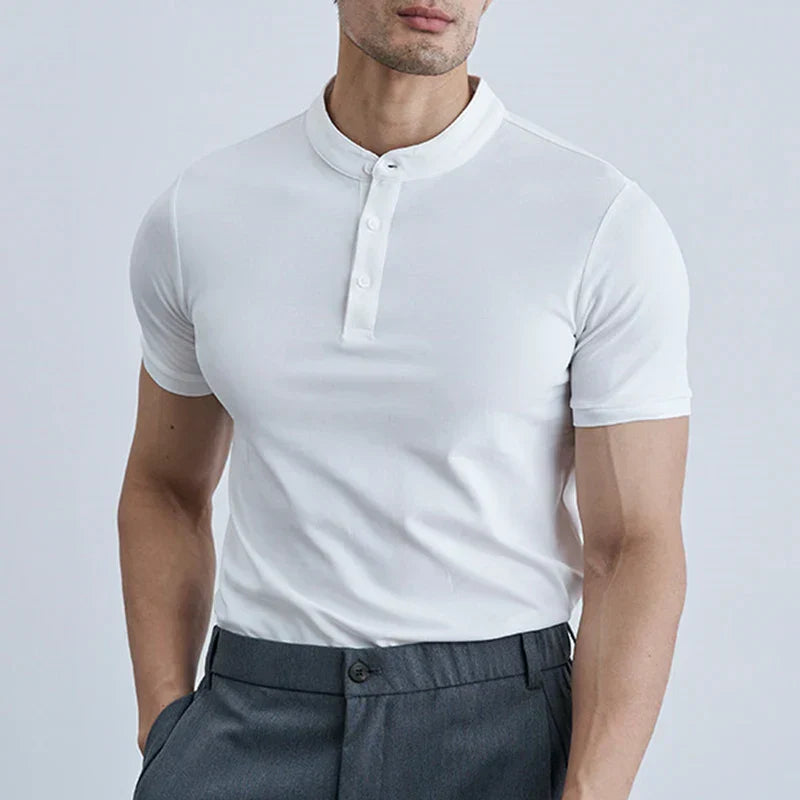 Shirt - Short Sleeve Collared Slim Fit And Breathable